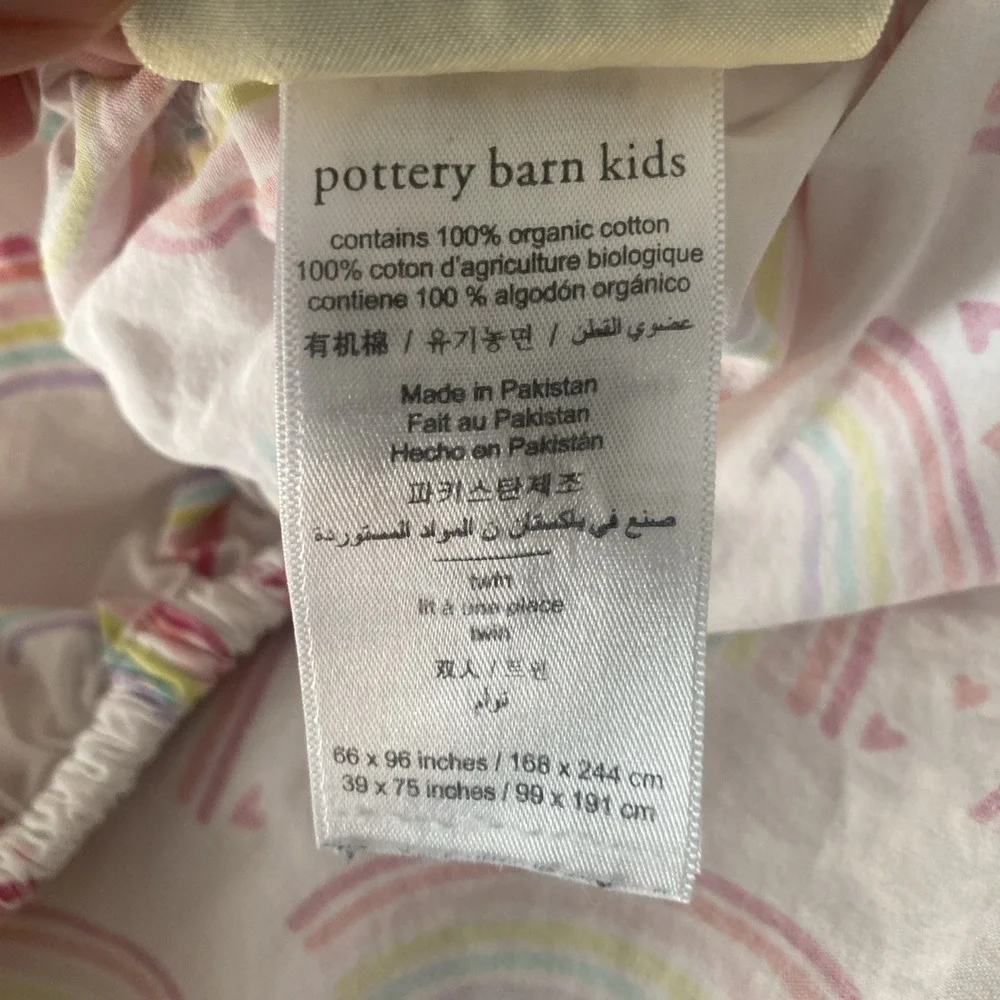 Pottery Barn Kids Rainbow Hearts TWIN Fitted Sheet & Standard Pillow Case